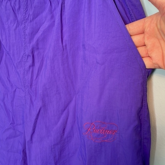 Vintage Neon Purple Elastic Waist Lined Track Pants Size Medium - Picture 2 of 6